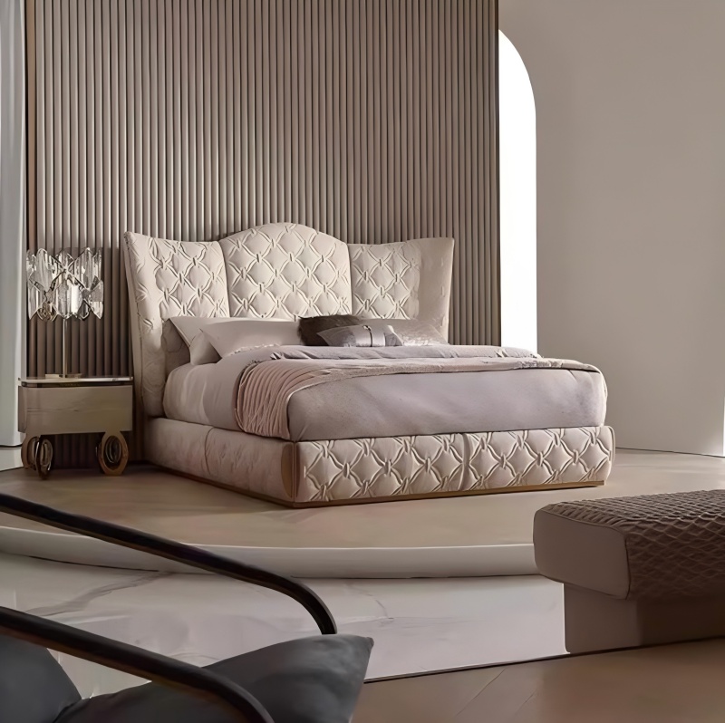 Een bed dat eenvoud en luxe combineert