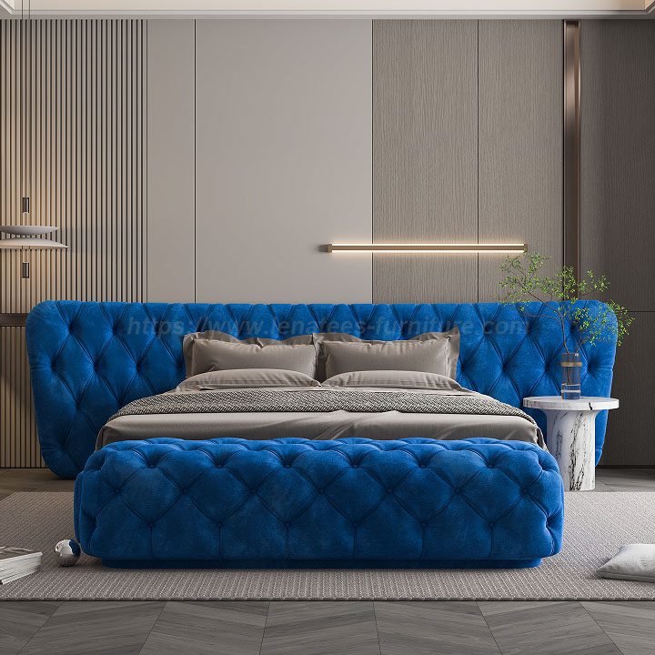 Slaapkamer queen size kussen hoofdeinde getuft bed