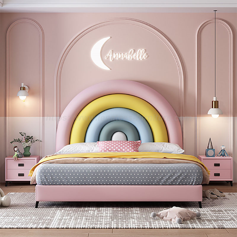 Creatieve regenboog cartoon schattig meisje slaapkamer bed