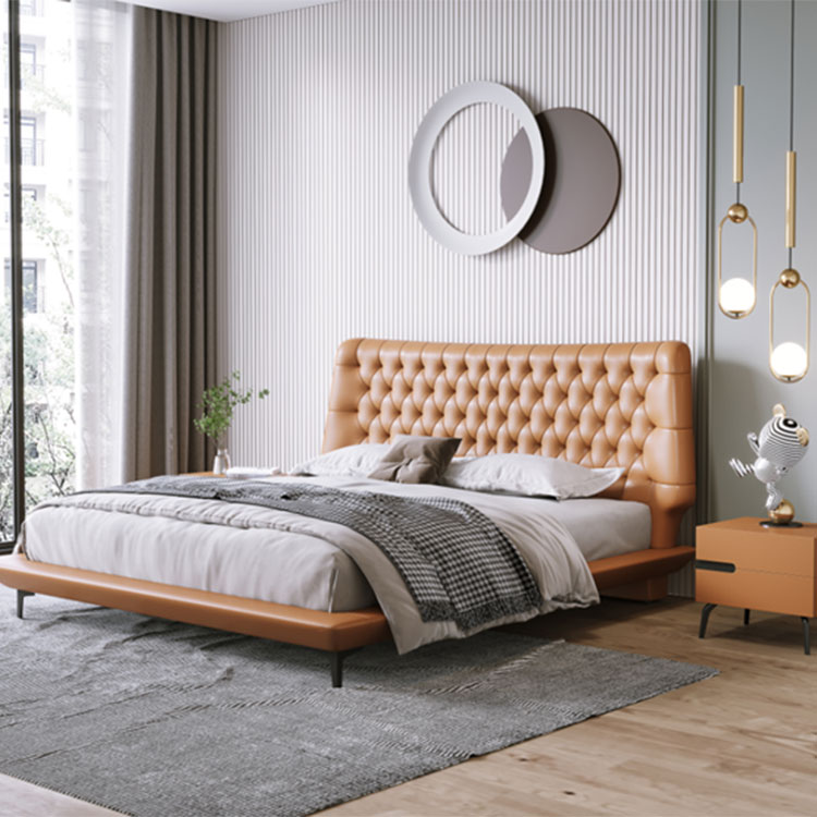 Luxe lederen kingsize getuft bed