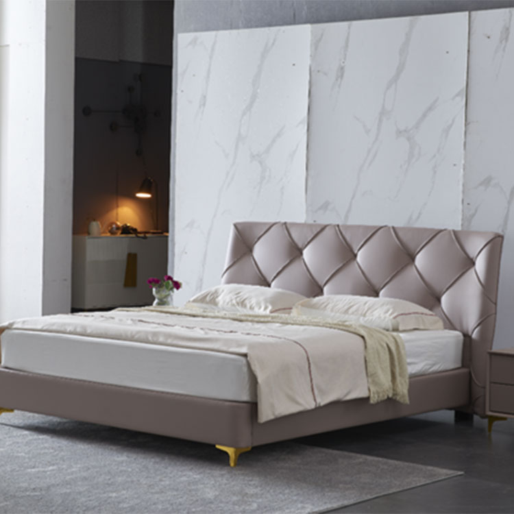 Licht luxe modern lederen kingsize bed