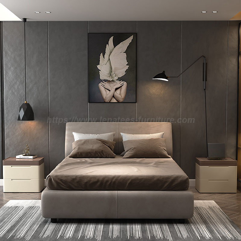 Lichte luxe moderne lederen kingsize bed