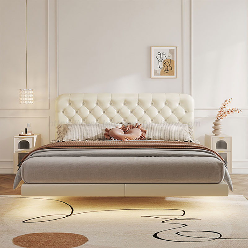 Licht luxe net rood leer drijvend bedleer