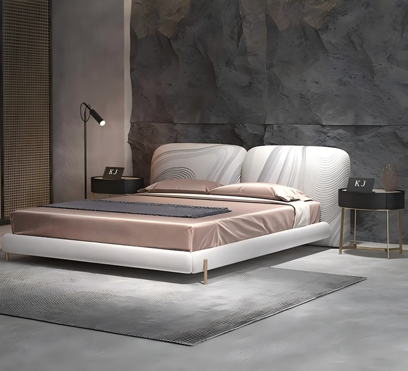 Milano Designer lederen bed met matte aanraking
