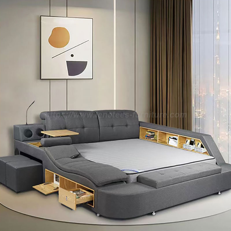 Modern design slim bed met massage en opbergruimte