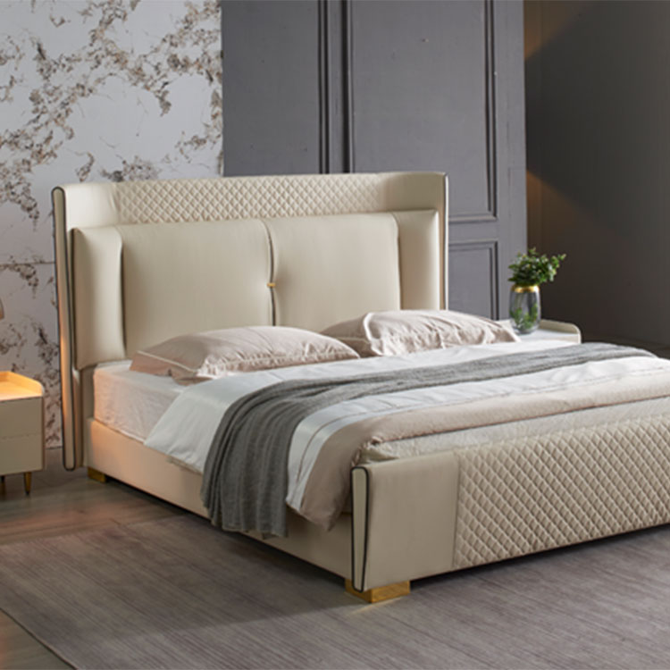 Nieuw design lederen licht luxe bed