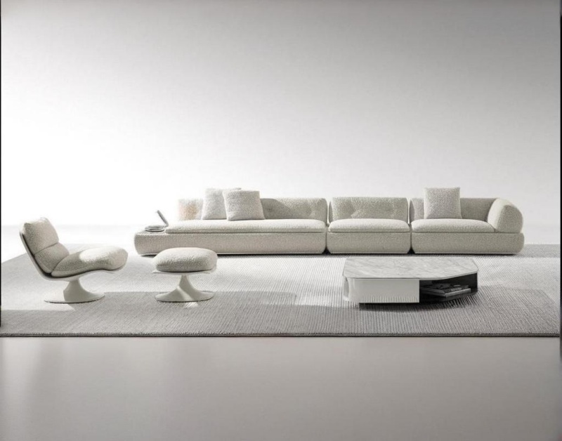 Xinyue Residence ｜ Gebogen minimalistische stoffen bank